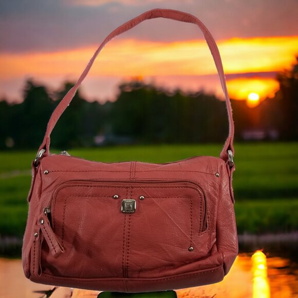 Stone Mountain Pink Leather Crossbody Purse Shoulder Bag 11094 - Picture 3 of 7